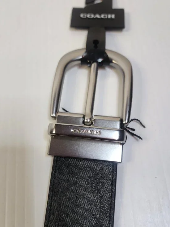 Coach Unisex Black Logo Dress Belt Adjustable Buckle Size 42 Designer New! - Picture 2 of 12